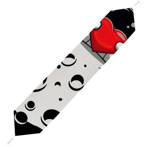Yanfind Table Runner Dark Love Heart Astronaut Planet Outer Space AMOLED Cute Everyday Dining Wedding Party Holiday Home Decor