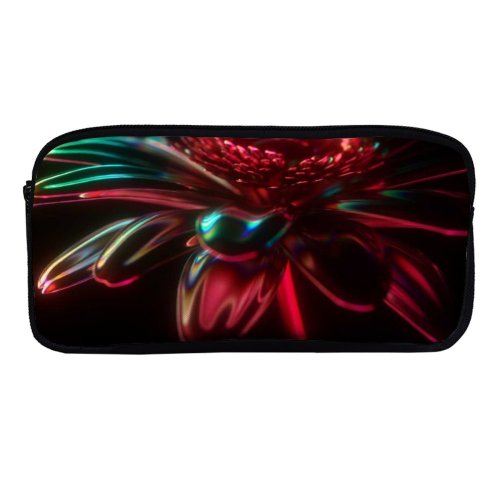 yanfind Pencil Case YHO Stu Ballinger Graphics CGI Flowers Neon Flower Cyberpunk Glowing Zipper Pens Pouch Bag for Student Office School