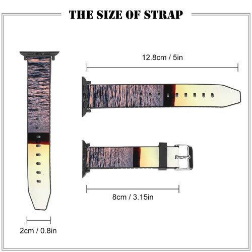 yanfind Watch Strap for Apple Watch Sunset Dusk Lake  Fishing Boat Sky Horizon Sea Evening Sunrise Calm Compatible with iWatch Series 5 4 3 2 1