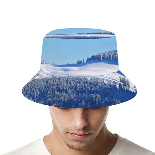 yanfind Adult Fisherman's Hat PIROD Winter Forest Snow Trees Hill Sky Clear Sky Sky Fishing Fisherman Cap Travel Beach Sun protection