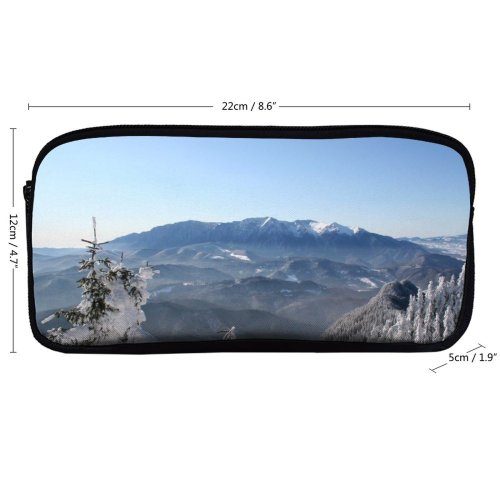yanfind Pencil Case YHO Ridge Winter Landforms Snow  Range Trees Sky Sky Mountainous Alps Winter Zipper Pens Pouch Bag for Student Office School
