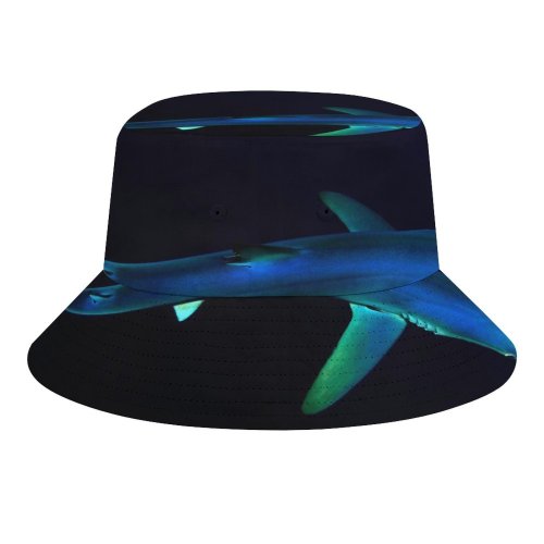 yanfind Adult Fisherman's Hat Shark Underwater Atlantic Ocean Deep Sea Dark Fishing Fisherman Cap Travel Beach Sun protection