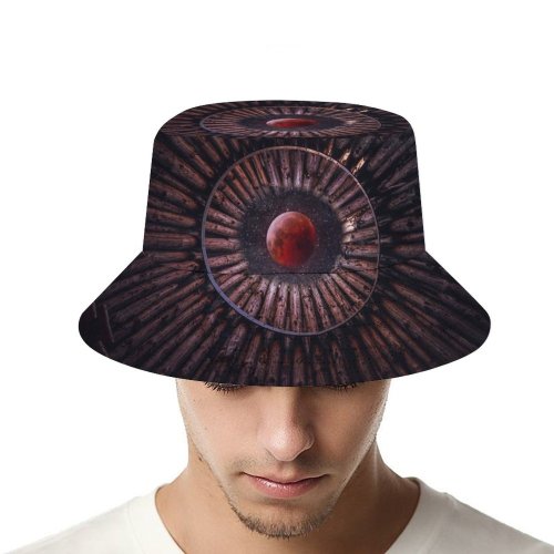 yanfind Adult Fisherman's Hat Oliver Henze Black Dark Blood Moon Sky Stars Circular Wood Photoshop Fishing Fisherman Cap Travel Beach Sun protection