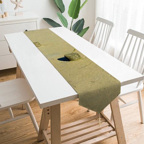 Yanfind Table Runner Sand Vanishing Abstract Coast Serene Coast Beach Sand Poles Mooring Beach Anchor Everyday Dining Wedding Party Holiday Home Decor