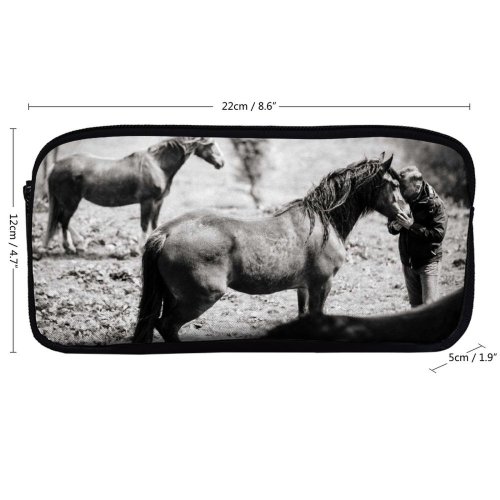 yanfind Pencil Case YHO Images Country Wallpapers Kissing Equestrian Free Natural Horse Winning Pictures Equine Ranch Zipper Pens Pouch Bag for Student Office School