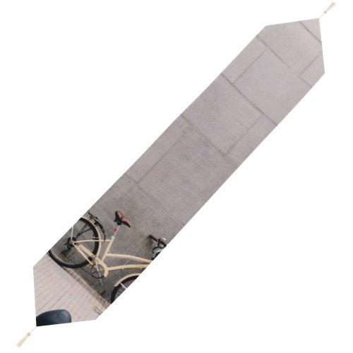 Yanfind Table Runner Bici Bike Lifestyle Sidewalk Street City Life Downtown Parked Nobody Pastels Daylight Everyday Dining Wedding Party Holiday Home Decor