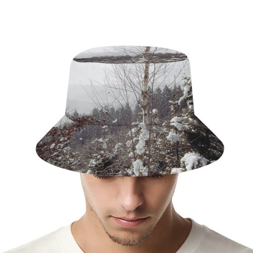 yanfind Adult Fisherman's Hat Winter Snowy Sky Bushes Winter Natural Landscape Sky Plant Peaceful Distance Branch Fishing Fisherman Cap Travel Beach Sun protection