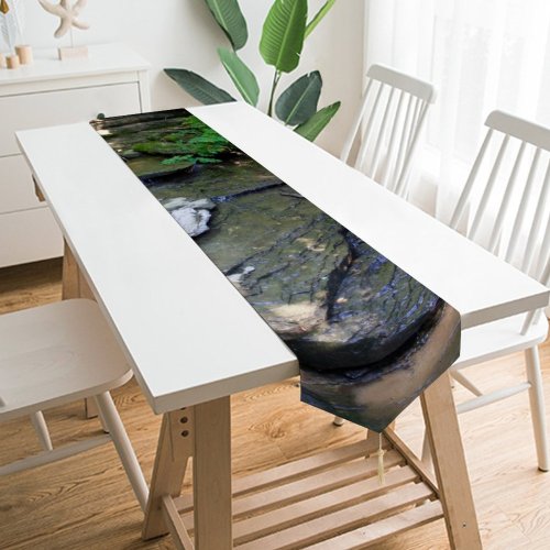 Yanfind Table Runner Stream Brook Creek River Stone Bed Trees Woods Forest Wilderness Resources Watercourse Everyday Dining Wedding Party Holiday Home Decor