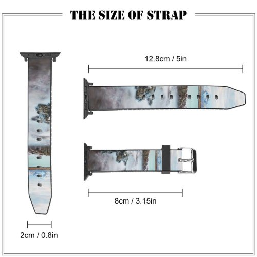 yanfind Watch Strap for Apple Watch Johny Goerend Skagsanden Beach Cliff Rocks Ocean Sky Clouds Snow Mountains Lofoten Compatible with iWatch Series 5 4 3 2 1