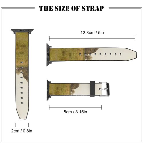 yanfind Watch Strap for Apple Watch Rural Savanna Building Countryside Housing Plant Pasture Farm Pictures Grassland Outdoors Compatible with iWatch Series 5 4 3 2 1