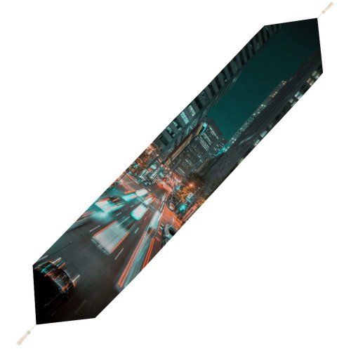 Yanfind Table Runner Bike Blur Tall Street City Lights Francisco Downtown Skyscraper Fast Ipad San Everyday Dining Wedding Party Holiday Home Decor