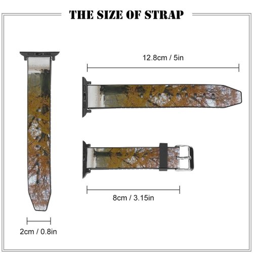 yanfind Watch Strap for Apple Watch Winter Alone Winter Natural Woody Colourful Leaves Colours Landscape Plant Snow Leaf Compatible with iWatch Series 5 4 3 2 1