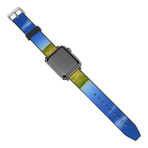 yanfind Watch Strap for Apple Watch Tree Sky Grass Landscape Field Clear Space Copyspace Hill Lake Grassland Pasture Compatible with iWatch Series 5 4 3 2 1