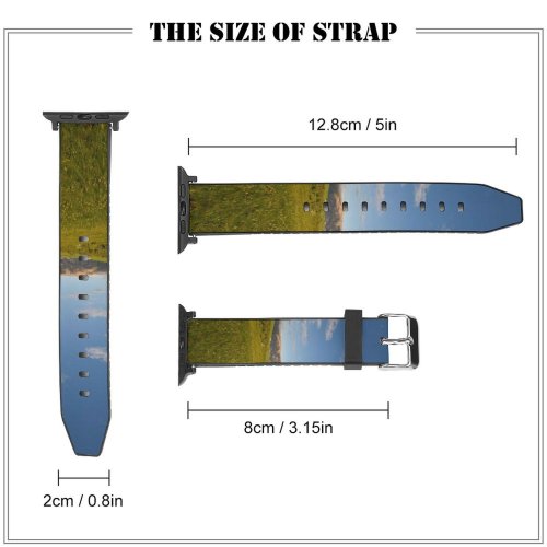 yanfind Watch Strap for Apple Watch Rural Countryside Selva Di Pasture Alpe Farm Grassland Italia Outdoors Grey Compatible with iWatch Series 5 4 3 2 1
