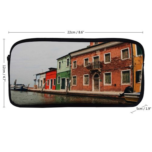 yanfind Pencil Case YHO Boat Architecture Watercraft Canal Town Zipper Pens Pouch Bag for Student Office School