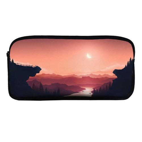 yanfind Pencil Case YHO RmRadev Sunset  River Mountains Gradient Peach Zipper Pens Pouch Bag for Student Office School