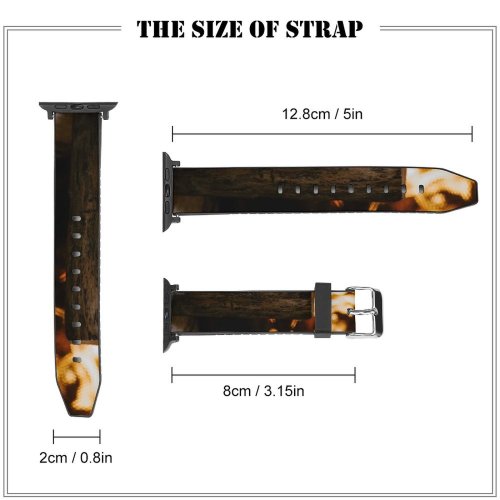 yanfind Watch Strap for Apple Watch Creative Logs Guard Fire Warmth Fireplace Cutting Burning Wood Flame Dark Compatible with iWatch Series 5 4 3 2 1