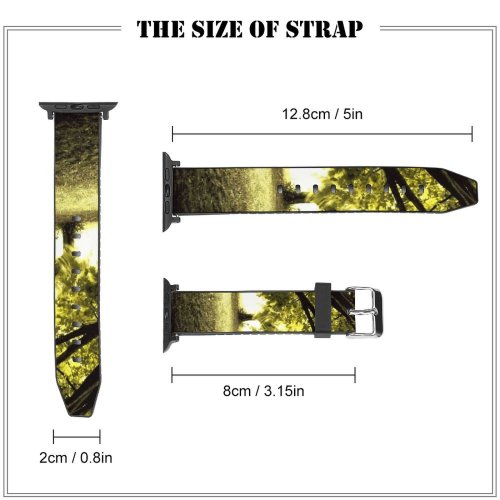 yanfind Watch Strap for Apple Watch Tree Grass Forest Leaves Park Sunlight Bark Plant Natural Landscape Branch Sky Compatible with iWatch Series 5 4 3 2 1