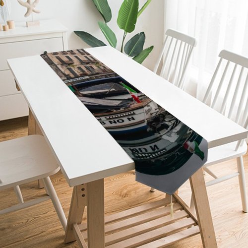 Yanfind Table Runner Boats Building River Transportation City Italy System Canal Town Watercrafts Everyday Dining Wedding Party Holiday Home Decor