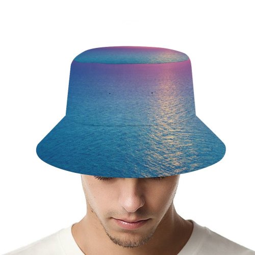 yanfind Adult Fisherman's Hat Sunrise Seascape Horizon Ocean Sky Morning Light Fishing Fisherman Cap Travel Beach Sun protection