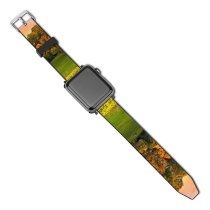 yanfind Watch Strap for Apple Watch Bruno Glätsch Autumn Trees Sunset Landscape Afterglow Meadow Grass Field Greenery Beautiful Compatible with iWatch Series 5 4 3 2 1