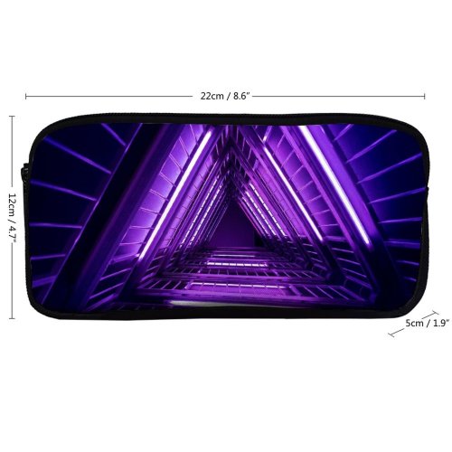 yanfind Pencil Case YHO Sandro Katalina Architecture Neon  Purple Light Look Geometrical Indoor Lights Glowing Zipper Pens Pouch Bag for Student Office School