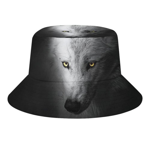 yanfind Adult Fisherman's Hat Randy Rodriguez Black Dark Wolf Wild Fishing Fisherman Cap Travel Beach Sun protection
