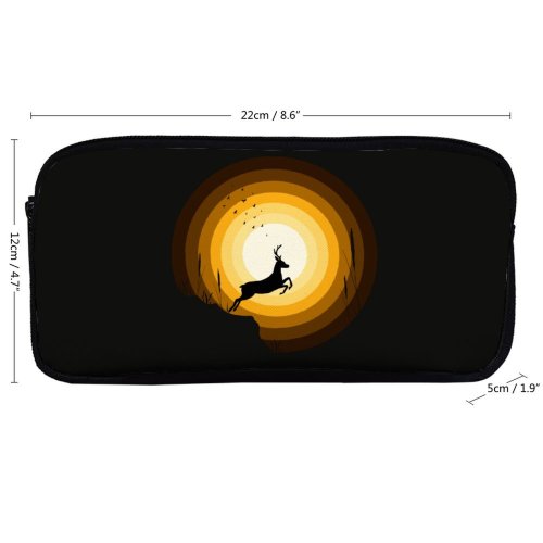 yanfind Pencil Case YHO Suryapraveen Dark Minimal Deer Silhouette Zipper Pens Pouch Bag for Student Office School