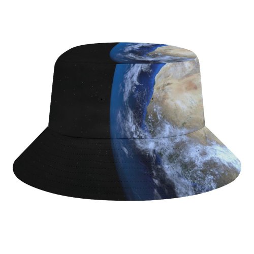 yanfind Adult Fisherman's Hat PIROD Space Black Dark Earth Planet Warming Fishing Fisherman Cap Travel Beach Sun protection