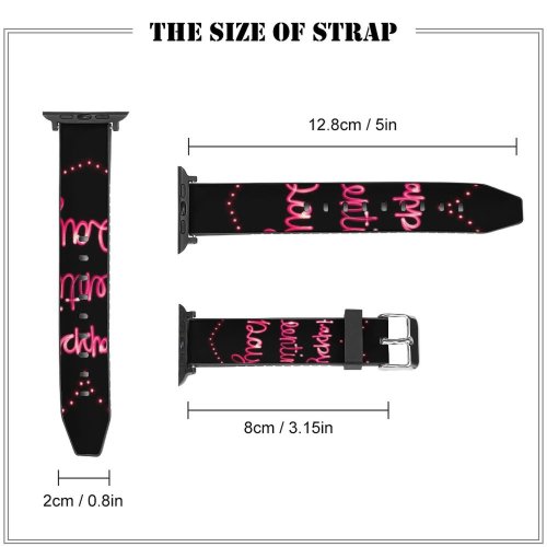 yanfind Watch Strap for Apple Watch Black Dark Celebrations Valentine's Love Happy Valentine's Love Heart Letters Compatible with iWatch Series 5 4 3 2 1