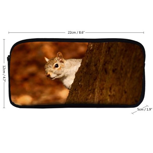 yanfind Pencil Case YHO Boo Squirrel Organism Tree Squirrel Tree Trunk Whiskers Woods Branch Grey Snout Zipper Pens Pouch Bag for Student Office School