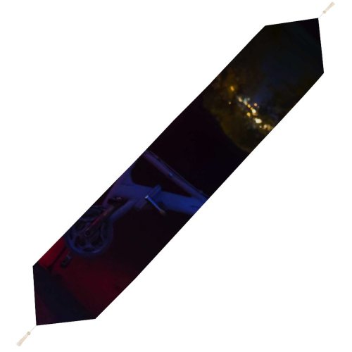 Yanfind Table Runner Bike Road Transportation Dark Outdoors Arch System Trees Lights Wheels Everyday Dining Wedding Party Holiday Home Decor