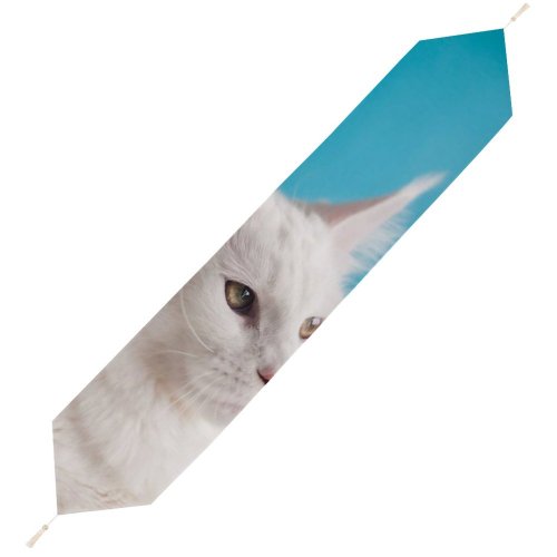 Yanfind Table Runner Funny Curiosity Sit Cute Baby Young Little Eye Kitten Pet Whisker Downy Everyday Dining Wedding Party Holiday Home Decor
