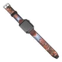 yanfind Watch Strap for Apple Watch Autumn Trees Path Foggy Morning Foliage Fallen Leaves Compatible with iWatch Series 5 4 3 2 1