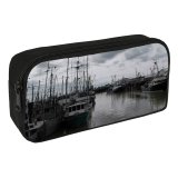 yanfind Pencil Case YHO Richmond Marina Watercraft Harbor Fishing Dock Waterway Mast Overcast Boat Harbour Vehicle Zipper Pens Pouch Bag for Student Office School