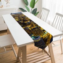 Yanfind Table Runner Chicago Illinois City Night Cityscape Sky Night Lights Buildings Skyscrapers Everyday Dining Wedding Party Holiday Home Decor
