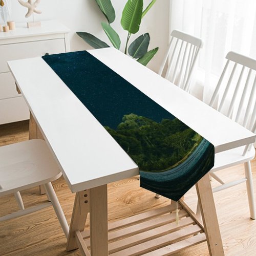Yanfind Table Runner Backlit Tree Dark Clouds Sunset Landscape Evening Space Light Galaxy Scenic Starry Everyday Dining Wedding Party Holiday Home Decor