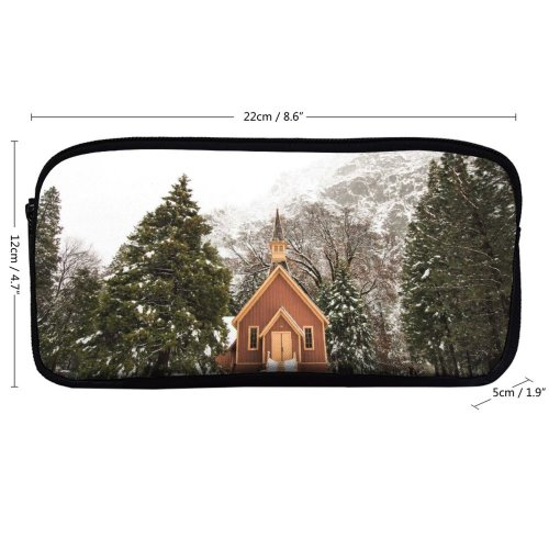 yanfind Pencil Case YHO Images Chapel Oak Yosemite Building Flora Quiet Snow Wallpapers Plant Outdoors Tree Zipper Pens Pouch Bag for Student Office School