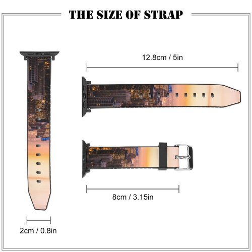 yanfind Watch Strap for Apple Watch Chicago Cityscape Skyscrapers Dawn Sunset City Lights Illinois USA Compatible with iWatch Series 5 4 3 2 1