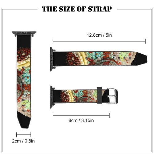 yanfind Watch Strap for Apple Watch Black Dark Chameleon Lizard Multicolor Closeup Macro AMOLED HDR Compatible with iWatch Series 5 4 3 2 1