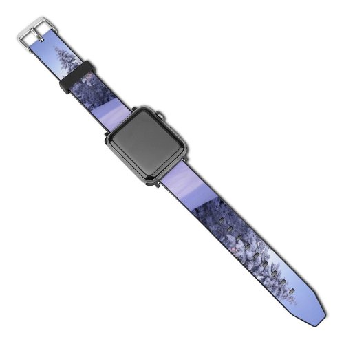 yanfind Watch Strap for Apple Watch Winter Snow Pine Trees Evening Switzerland December Compatible with iWatch Series 5 4 3 2 1