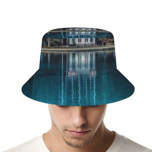 yanfind Adult Fisherman's Hat Eberhard Grossgasteiger Dark Forest Tall Trees Woods Lake Reflection Landscape Scenery Fishing Fisherman Cap Travel Beach Sun protection