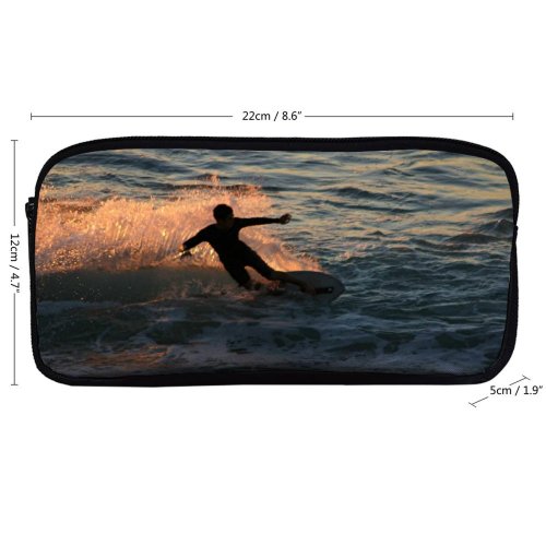 yanfind Pencil Case YHO Boardsport Surfboard Skimboarding Wind Lighting Surfing Ocean Outdoor Wave Sports  Wave Zipper Pens Pouch Bag for Student Office School
