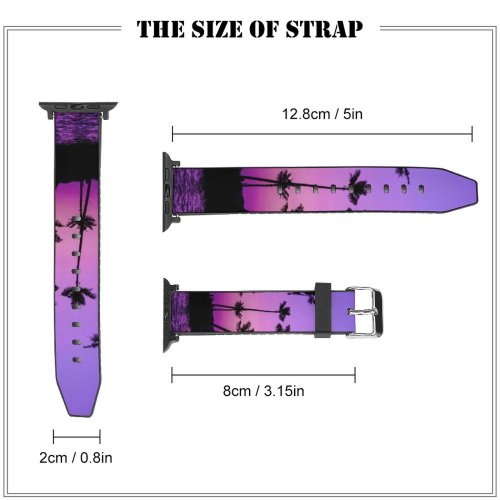 yanfind Watch Strap for Apple Watch Xevi Planas Purple Sunrise Clear Sky Palm Trees Scenery Backwaters Sky Compatible with iWatch Series 5 4 3 2 1
