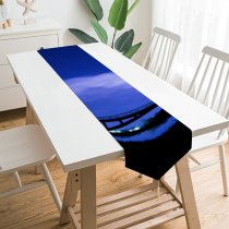 Yanfind Table Runner Backlit Landscape Sky Evening Silhouette River Bridge Mystical Outdoors Starry Night Trees Everyday Dining Wedding Party Holiday Home Decor
