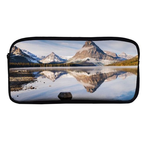 yanfind Pencil Case YHO Sven Muller  Mountains Mirror Lake  Range Reflection Snow Covered Winter Zipper Pens Pouch Bag for Student Office School