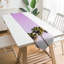 Yanfind Table Runner Backlit Purple Coast Screen Landscape Daylight Travel Island Light Iphone Beach Palms Everyday Dining Wedding Party Holiday Home Decor