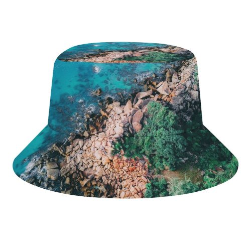 yanfind Adult Fisherman's Hat Pok Rie Seashore Coastline Rocks Trees Ocean Aerial Birds Eye Scenery Landscape Fishing Fisherman Cap Travel Beach Sun protection