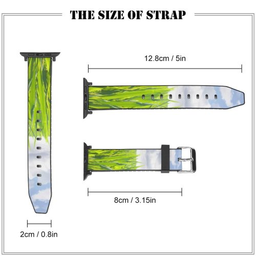 yanfind Watch Strap for Apple Watch  Grassland Hayfield Meadow Countryside Blade Grass Graminaceous Gramineous Sky Herbage Summertime Compatible with iWatch Series 5 4 3 2 1