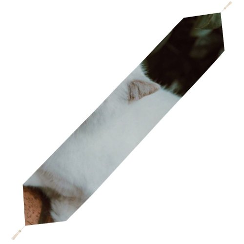 Yanfind Table Runner Funny Curiosity Outdoors Sit Cute Cat Eye Portrait Staring Kitten Pet Fur Everyday Dining Wedding Party Holiday Home Decor